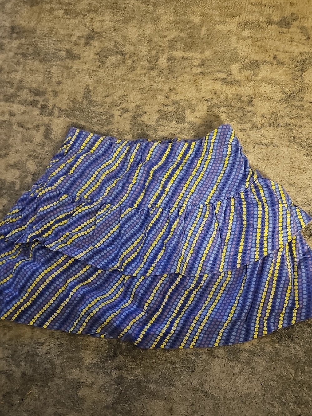 L.L. Bean Blue Skater Skort with Yellow/ Purple -- Dot Stripes